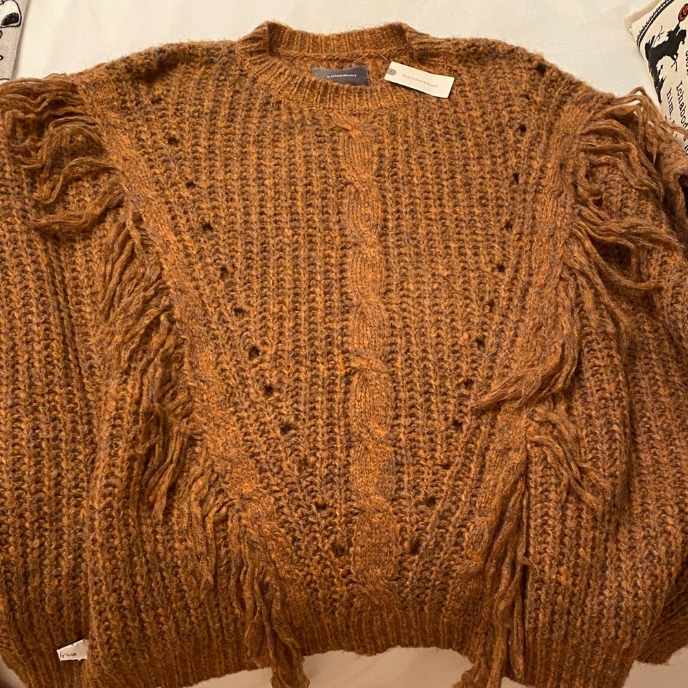 Anthropologie Cozy Brown Cable Knit Poncho Sweater